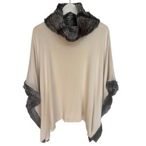 Capote Tan Cape Poncho with Faux Fur S/M